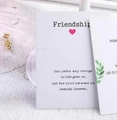 Tarjeta de joyería Amistad con patrón de corazón y mensaje en papel blanco - Tarjeta Amistad Vertical (K085) / 9CM*7CM