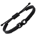 Pulsera tejida negra ajustable con una cuenta de la letra J y símbolo de corazón - Letra J (J1975-J)