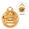 Detailed front and back view of golden 18k Sagittarius zodiac coin pendant with bow and arrow - Sagittarius Style (SS0077)