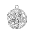 Dettaglio del ciondolo zodiaco Scorpione in acciaio inossidabile argento vintage - Stile Scorpione (SS0063)