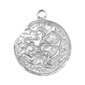 Détail macro du pendentif zodiaque Sagittaire en acier inoxydable argenté au style vintage - Style Sagittaire (SS0064)