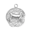 Pendentif zodiaque vintage en acier inoxydable avec relief Bélier et texture martelée - Style Bélier (SS0068)
