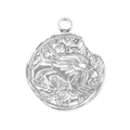 Pendentif zodiaque en acier inoxydable argenté avec relief vintage sur fond blanc pur - Style Capricorne (SS0069)