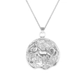 Silver stainless steel 12 constellation necklace with horse coin relief pendant - Capricorn Style (XL0114)