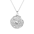 Detailed macro view of silver zodiac necklace featuring a Cancer crab embossed pendant - Cancer Style (XL0105)