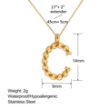 Gedetailleerde afmetingen van de 18k vergulde letter C hanger ketting van roestvrij staal - Letter C (XL0130-C)