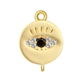 Gold evil eye pendant charm with black stone and white cubic zirconia for DIY jewelry - Zircon Eye Style (A0092)