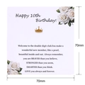Tarjeta de 10º cumpleaños de 70mm con rosas blancas y corona dorada - Tarjeta Deseo 10 Cumpleaños (K105) / 70mm*70mm