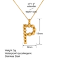 Detalle del colgante letra P bañado en oro 18k con textura de cuerda y dimensiones - Letra P (XL0143-P)