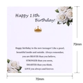 Elegante tarjeta de felicitación cuadrada blanca de 70mm para el 13 cumpleaños con flores - Tarjeta Deseo 13 Cumpleaños (K106) / 70mm*70mm