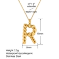 Detalle del colgante letra R bañado en oro 18k con textura trenzada y especificaciones - Letra R (XL0145-R)
