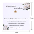 Elegante tarjeta de 18 cumpleaños con rosas blancas y corona dorada para empaque joyería - Tarjeta 18 Cumpleaños Adulto (K108) / 70mm*70mm