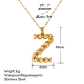 Collar de acero inoxidable en oro de 18k con colgante de letra Z y textura trenzada - Letra Z (XL0153-Z)