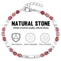 Pink natural stone beaded bracelet with polished silver metal spacers and lobster clasp - Pink Red Texture (B3566)