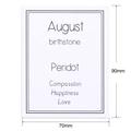 Tarjeta peridoto piedra de nacimiento de agosto con texto amor, 90mm x 70mm - Tarjeta Piedra de Nacimiento Agosto (K122) / 90mm*70mm