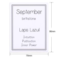 Tarjeta de joyería piedra de nacimiento septiembre Lapislázuli con significado de intuición - Tarjeta Piedra de Nacimiento Septiembre (K123) / 90mm*70mm