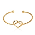 Bracciale rigido aperto dorato a forma di cuore con finitura lucida e sfere - Stile Cuore / Oro