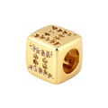 Golden 3D cube charm with 12 zodiac zircon inlay for DIY bracelet and necklace jewelry - Hollow Cube Style (A0836)