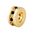 Vergulde tussenkraal met zwarte kristallen voor het maken van eigen armbanden - Goud met Zwart (A0848)