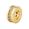 Gedetailleerd zicht op een vergulde afstandskraal met zirkonia voor het maken van sieraden - Goud met Wit (A0849)