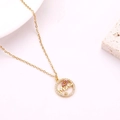 Detail of gold Mama necklace with red lips motif and sparkling crystal border - Style 8 (N1060)