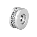 Macro-opname van een verzilverde kraal met kristallen voor DIY-sieraden maken - Zilver met Wit (A0851)