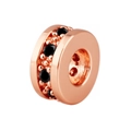 Détail de perle intercalaire dorée rose avec oxydes de zirconium noirs et bords perlés - Rose Gold with Black (A0854)