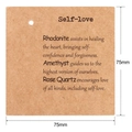 Tarjeta cuadrada de papel kraft de 75mm con texto de sanación y perforación - Tarjeta Info Amor Propio (K141) / 75mm x 75mm