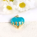 Colgante de corazón de esmalte turquesa y oro para la creación de collares - Turquesa (A0220)