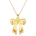Macro view of the 3D bow pendant and fine polished link chain in gold finish - Style 2 Gold 3D Bowknot (SL168)