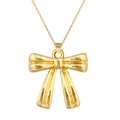 Detailed view of a polished gold bow pendant with a delicate cross chain necklace - Style 6 Gold Polished Mirror Bowknot (SL173)