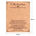 Tarjeta de bendición de papel kraft marrón para nieto con icono de corona y medidas - Tarjeta Deseo Para Mi Nieto / 90mm*70mm