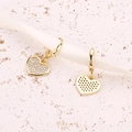 Exquisite gold-plated heart drop earrings with sparkling full diamond pave setting - Style 3 (E1899)