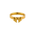 Close-up of minimalist golden bow ring featuring a polished stainless steel finish - US 6 / Gold Butterfly