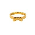Detailed macro view of gold-plated stainless steel ring with polished bowknot design - US 6 / Gold Bowknot