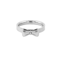 Detailed close-up of a silver stainless steel minimalist bow ring on a white background - US 6 / Silver Bowknot