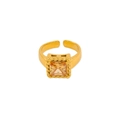 Detail of vintage gold ring with large square champagne zircon and woven rope texture - US 7 / Champagne (CK1507)