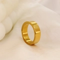 Minimalist gold plated titanium steel ring for men and women on white fabric - US 7 / Narrow Style Gold