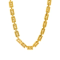 Collar minimalista de acero de titanio dorado con eslabones pulidos en forma de H - 45cm / Collar Dorado (CK976)