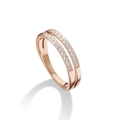 Close-up of rose gold double-layered band ring with pave-set shimmering crystals - US 5 / Double Layer Rose Gold Rhinestone