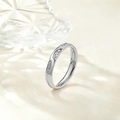 Elegant wavy titanium steel ring with micro-set crystals in polished silver finish - US 5 / Silver