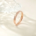 Rose gold wavy titanium steel ring with micro-set zircon stones for women's fashion - US 5 / Rose Gold