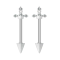 Par de piercings para pezón de acero inoxidable con forma de espada y circón - Estilo Espada Corona (3032) / Plateado