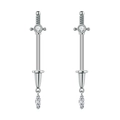 Piercings de pezón de espada en acero inoxidable con ópalo marquesa y circonitas blancas - Estilo Espada Colgante Marquesa (3033) / Plateado