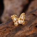 Elegant gold butterfly helix stud earring featuring sparkling marquise cut cubic zirconia - Trapezoid Marquise Butterfly Style (3132) / Gold
