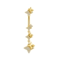 Detail eines goldenen Bauchnabelpiercings mit dreifachem Sternanhänger und Zirkonia - 3235 Goldfarbe (Mehrfachstern)
