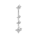 Makroaufnahme von Bauchnabelpiercing aus Edelstahl mit polierten Zirkonia-Sternen - 3235 Stahlfarbe (Mehrfachstern)