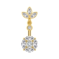 Piercing ombelico in oro con zirconi a taglio marquise e quadrato floreale - Stile Pendente Grappolo Marquise (3465) / Oro
