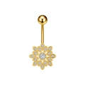 Piercing ombelico dorato con perline turchesi e corona di fiori a doppio strato chic - Stile Raggiante a Fiocco di Neve Cavo (3468) / Oro