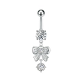Piercing para el ombligo de plata con lazo y circonitas de acero inoxidable - Estilo Lazo Plata (3427)